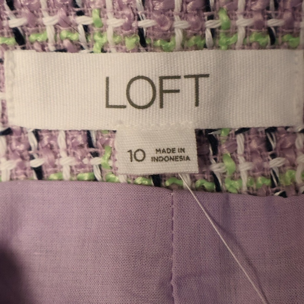 LOFT Tweed High Waisted Shorts Womens Size 10 Purple Preppy Old Money Academia - Picture 2 of 10